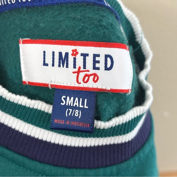 Limited Too Crewneck Sweatshirt Pullover Girls small (7/8) plaid green cl - Picture 4 of 5